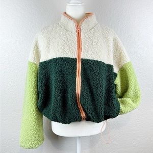 Wild Fable Green and Cream Sherpa Jacket